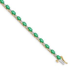 Million Charms 14k Yellow Gold Diamond and Green Emerald Bracelet 7in.